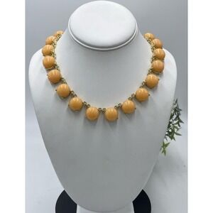 J. Crew Vintage Opaque Peach‎ Prong Set Round Circle Beaded Tone Necklace